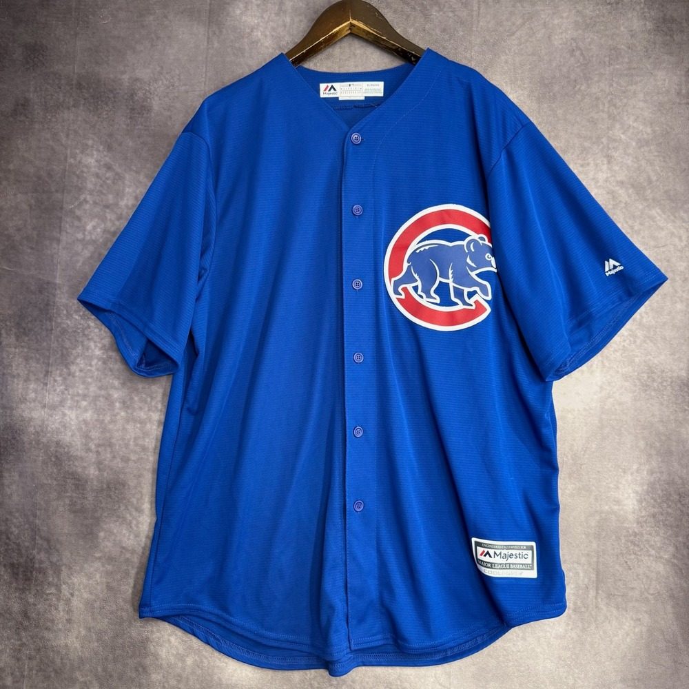 Majestic Chicago Cubs Anthony Rizzo 44 Jersey Mens XL Blue CoolBase MLB Baseball